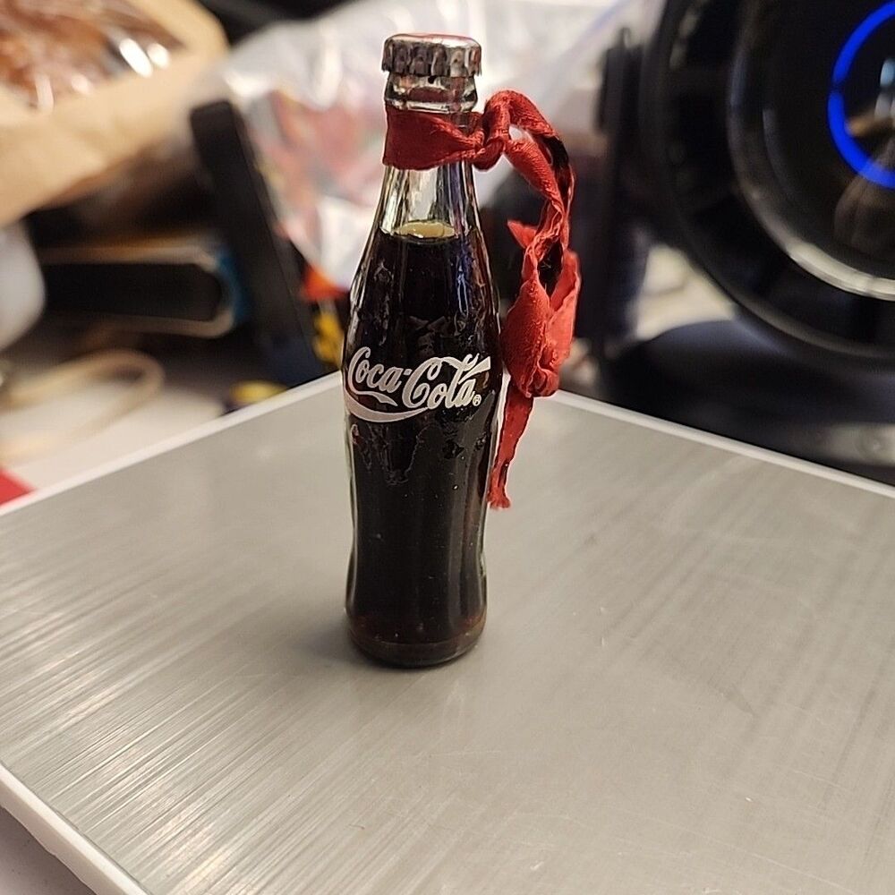 Vintage Glass Coca-Cola Small 3" Coke Bottle Christmas Ornament 1998 (Real Coke)